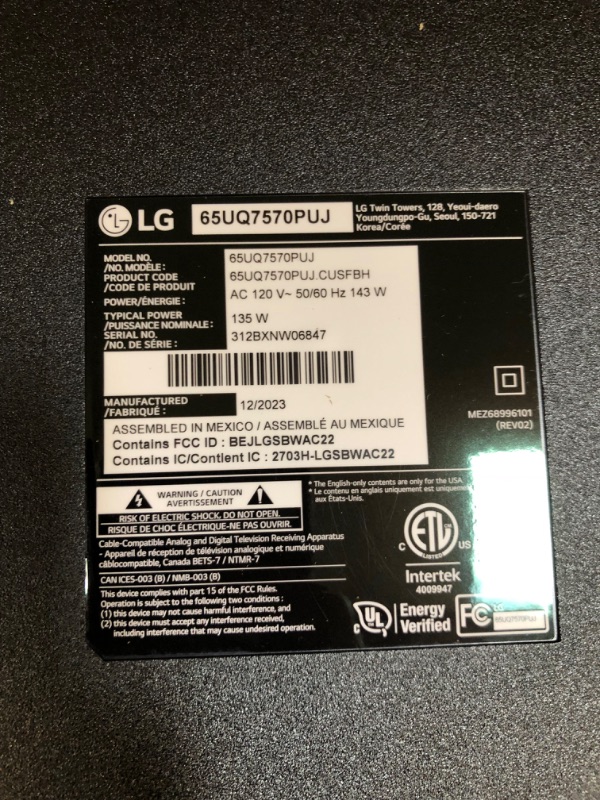 Photo 6 of LG 65-Inch Class UQ7570 Series 4K Smart TV, AI-Powered 4K, Cloud Gaming (65UQ7570PUJ, 2022), Black 65 inch TV Only