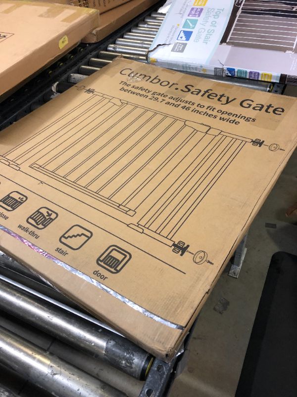Photo 1 of Cumbor 29.7-46" Baby Gate for Stairs, Mom's Choice Awards Winner-Auto Close Dog Gate for the House, Easy Install Pressure Mounted Pet Gates for Doorways, Easy Walk Thru Wide Safety Gate for Dog, White
