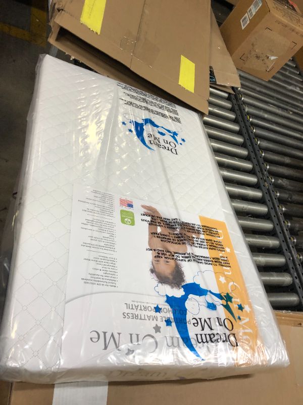 Photo 1 of Dream On Me Holly 3” Fiber Portable, Greenguard Gold Certified, Waterproof Vinyl Cover, Lightweight Mini Crib Mattress, White