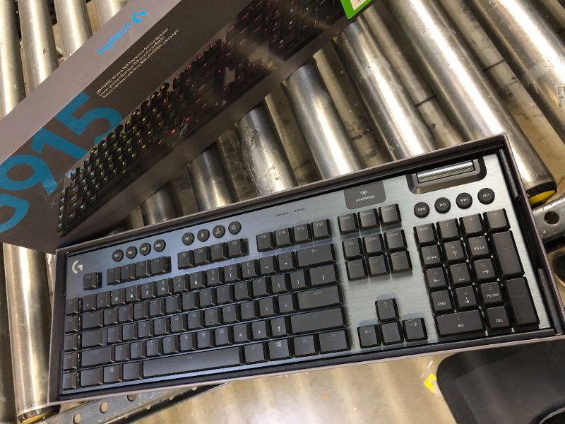 Photo 1 of Logitech G915 LIGHTSPEED RGB Mechanical Gaming Keyboard, Low Profile GL Clicky Key Switch, LIGHTSYNC RGB, Advanced LIGHTSPEED Wireless and Bluetooth Support - Clicky,Black Black Full Size Wireless Clicky