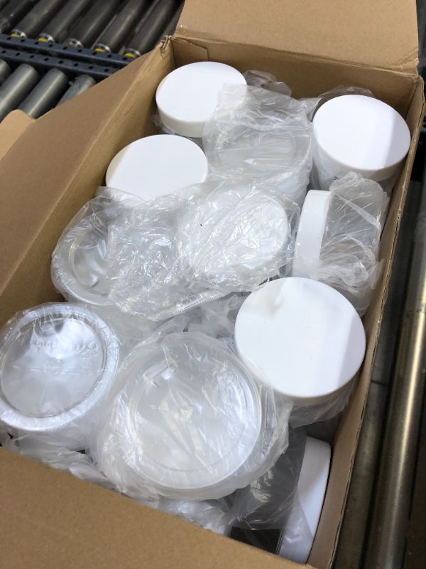 Photo 2 of 100 Pcs Plastic Jars with Lids Small Clear Containers with Lids Wide Mouth Small Plastic Containers for Lotion, Cream, Rhinestones, Body Butters, Scrub, Acrylic Paint, Travel Storage, Cosmetics (4 oz)
