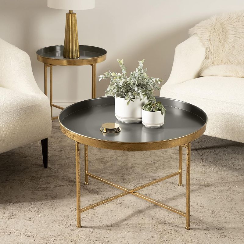 Photo 1 of DELILAH 28" COFFEE TABLE BLACK/GOLD Modern Coffee Table