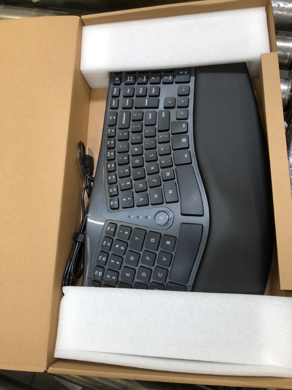 Photo 2 of DeLUX Wired Ergonomic Split Keyboard with Wrist Rest, [Standard Ergo] Keyboard Series with 2 USB Passthrough, Natural Typing Reducing Hand Pressure, 107 Keys for Windows and Mac OS (GM901U-Black)