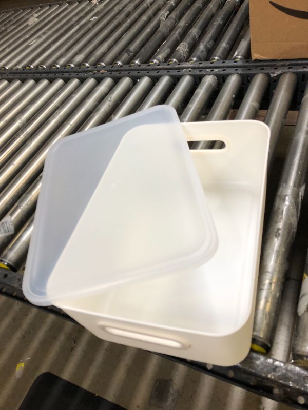 Photo 1 of white ORGANIZING BIN WITH LID, AND SIDE HANDLES 