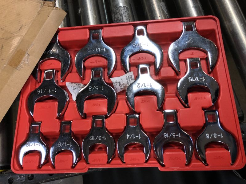 Photo 3 of 14-Piece Premium 1/2" Drive Jumbo Crowfoot Wrench Set | Include Standard SAE Sizes from 1-1/16" to 2" with Storage Tray | Chrome Vanadium Steel and Mirror Chrome Finish