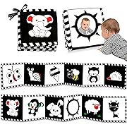 Photo 1 of Black and White Baby Toys 0-3 Months High Contrast Newborn Toys Tummy Time Toys Montessori Toys for Babies 0-6 Months Infant Sensory Soft Baby Book Toys 0 3 6 9 Months with Mirror Baby Gifts