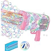 Photo 1 of Bubble  Bazooka Rocket Automatic Blower Machine No Dip for Toddlers 1-3 Kids Ages 4-8 Adults Girls Boys Wedding Party with Lights Refill