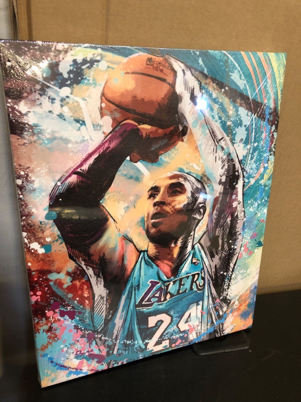 Photo 2 of Kobe Bryant Poster Wall Art Teen Boy Room Decor Basketball Wall Decorations for Bedroom Office Living Room Modern Framed Canvas Paintings Artwork for Home Art Prints with Wood Fram Size 12x16 in