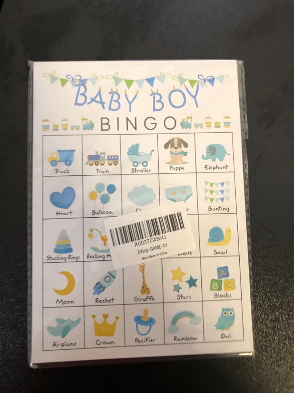 Photo 2 of Baby Boys Bingo Game for Baby Shower Games, Gender Reveal Party Supplies, Blue Baby Shower Game, Kids Bingo Game Cards for 24 People - GAME-01