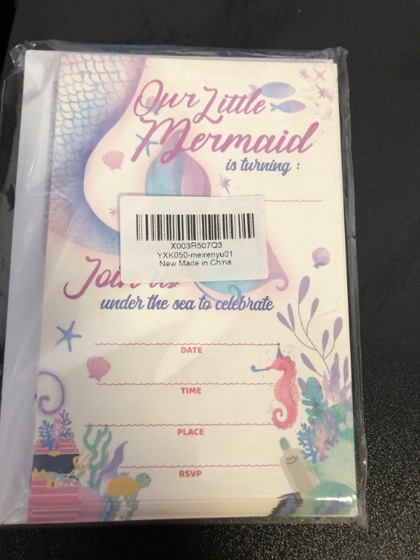 Photo 2 of Mermaid Birthday Party Invitations card?Mermaid Themed Party Supplies?Under The Sea Invitations?Mermaid Bash Party Celebration ?Magical Mermaid Invitations?15 Cards With 15 Envelopes