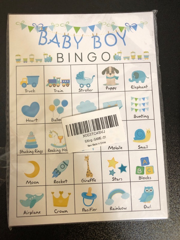 Photo 2 of Baby Boys Bingo Game for Baby Shower Games, Gender Reveal Party Supplies, Blue Baby Shower Game, Kids Bingo Game Cards for 24 People - GAME-01