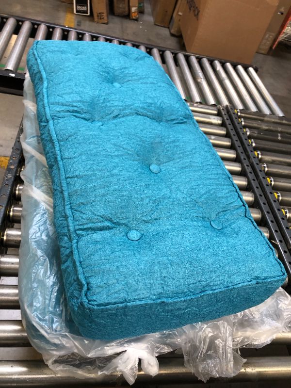 Photo 1 of 2 PC TEAL BENCH CUSHION SEATS, WITH TIES 