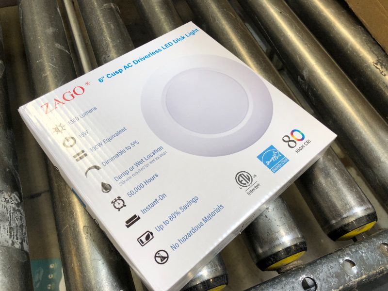 Photo 3 of 6 Inch LED Disk Light Surface Mount Low Profile Recessed Retrofit Ceiling Fixture for J Box, Dimmable, 15W=75W, 980LM, 5000K Daylight White, CRI>80, ETL Listed, Wet Location 5000K Daylight White