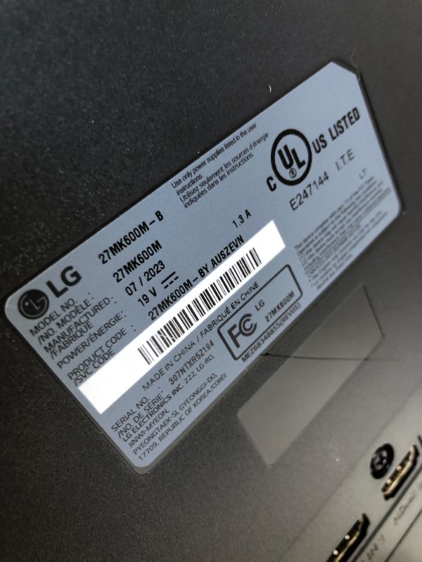 Photo 1 of LG FHD 27-Inch Computer Monitor 27MK600M-B, IPS with AMD FreeSync, Black 27 Inches