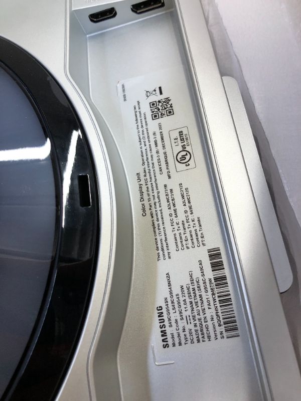 Photo 1 of SAMSUNG 49" Odyssey OLED G9 (G95SC) Series Curved Smart Gaming Monitor, 240Hz, 0.03ms, G-Sync Compatible, Dual QHD, Neo Quantum Processor Pro, LS49CG954SNXZA, 2023