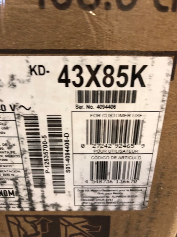 Photo 1 of Sony KD43X85K 43 inch X85K 4K HDR LED Google TV