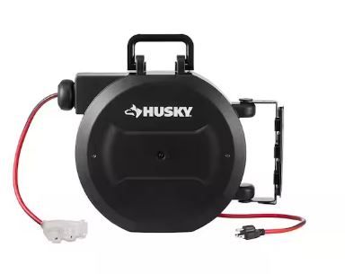 Photo 1 of 50 ft. 14/3 Medium Duty Indoor/Outdoor Extension Cord Reel with Multiple Outlet Triple Tap End, Black
