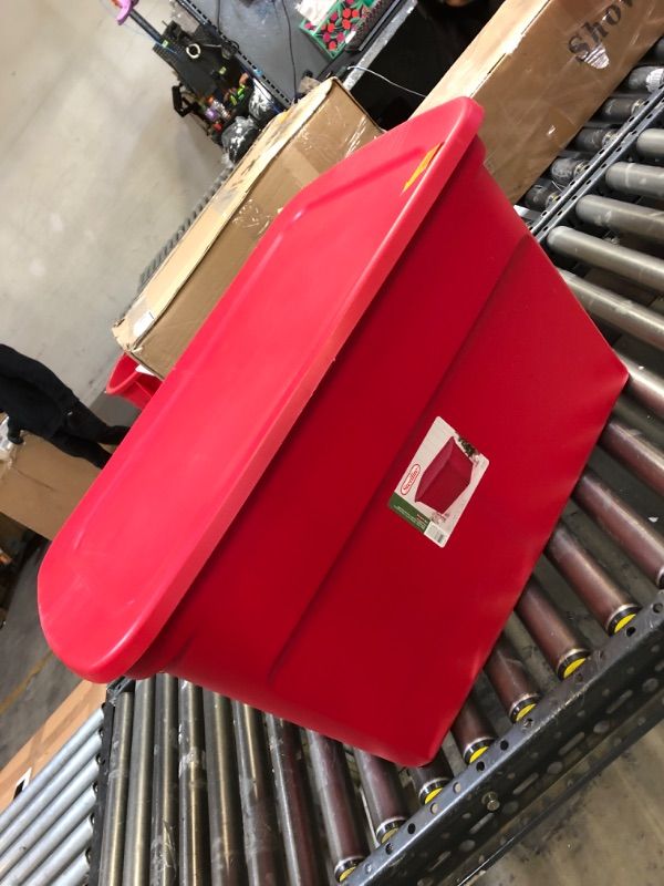 Photo 2 of 30 Gal. Durable Stacking Seasonal Storage Bin, Red 