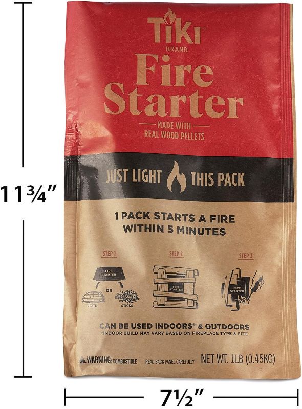 Photo 1 of  TIKI Brand Fire Starter | Indoor/Outdoor Fire Starter, Wood Pellets, Outdoor Fire Pit Fire Starter, Indoor Fire Place Fire Starter, Easy Fire Starter, 15 x 11.88 x 9 inches,