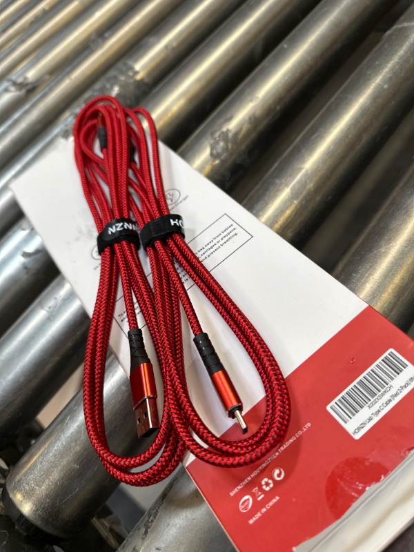 Photo 1 of 2 PACK RED USB-USBC 6FT CHARER CABLES 