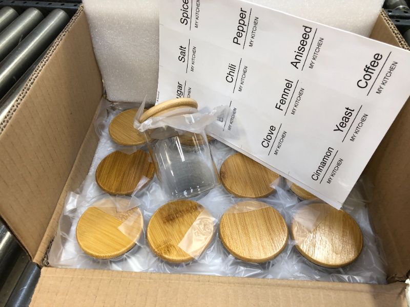 Photo 1 of 12 PACK KITCHEN JARS FOR HERBS AND SPICE. WOOD LIDS