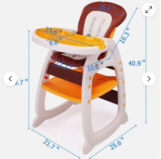 Photo 1 of Baby High Chair Table 3 in 1 Convertible Play Seat Booster Toddler Feeding Tray
