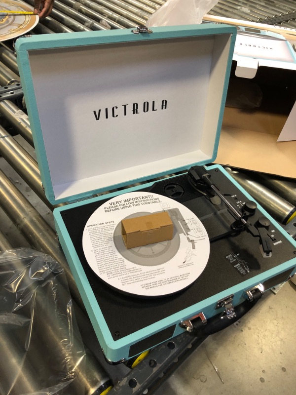 Photo 2 of Victrola Journey+ Bluetooth Suitcase Record Player, Turquoise (VSC-400SB-TRQ-SDF) Turquoise Record Player