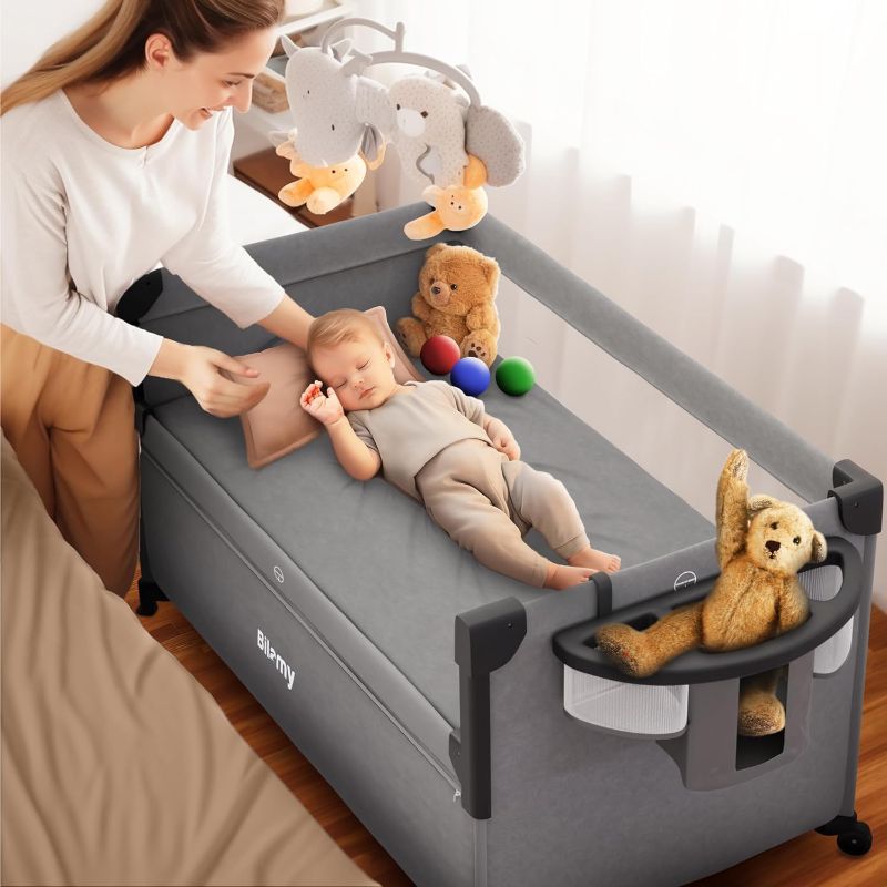 Photo 1 of Baby Bassinets Bedside Sleeper 7 in 1 Bedside Bassinet for Baby + E-Book | Cunas para Bebes & Bedside Crib with Changing Table, Pack and Play, Sunshade and Mosquito Net, Baby Bed Over
