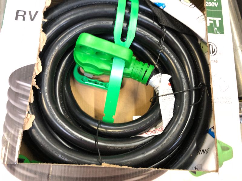 Photo 2 of RVGUARD 50 Amp 25 Foot RV Extension Cord, Heavy Duty STW Cord with LED Power Indicator and Cord Organizer, NEMA 14-50P/R Standard Plug, Green, ETL Listed 25 Feet Green 50 Amp