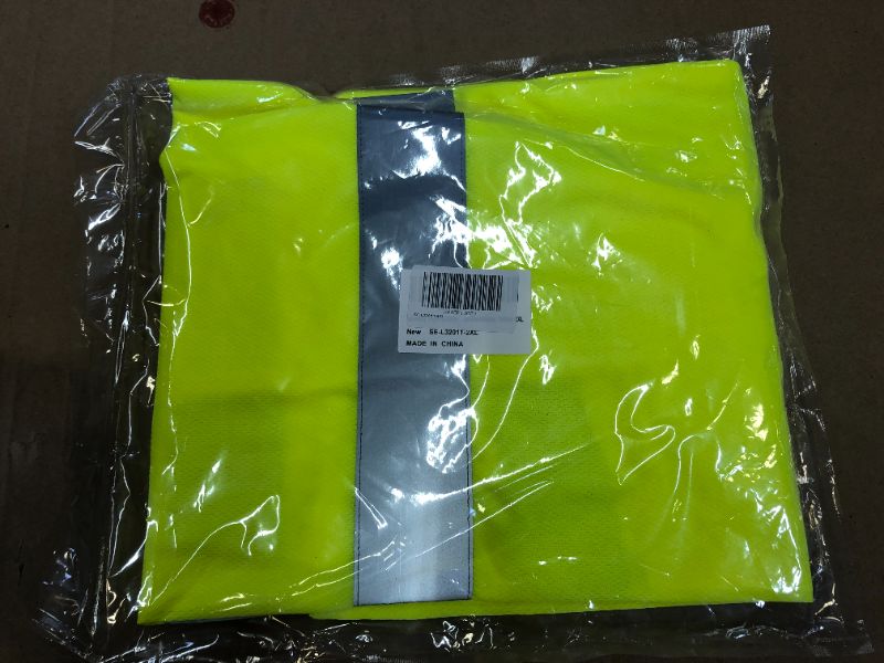 Photo 2 of High Visibility Men's Shirt - High Visibility Reflective Men's T Shirt with Pockets Men's Workwear Yellow- 2XL