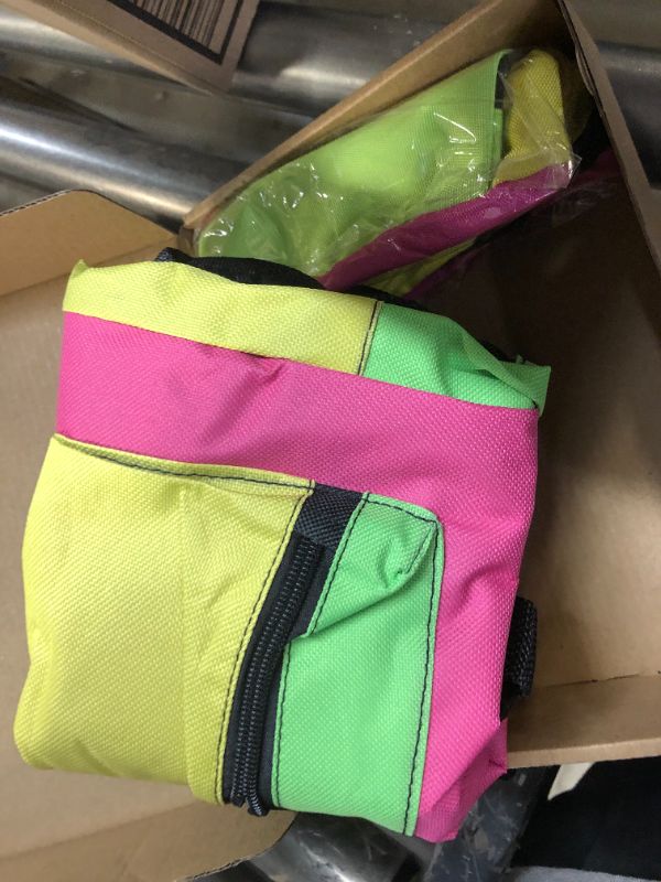 Photo 2 of 2 Pcs Neon Retro Fanny Pack School Bag Set 80s 90s Backpack Fanny Pack Retro Waist Packs Fanny Pack for Women Men Travel Festival Theme Party Vintage Rave Accessories