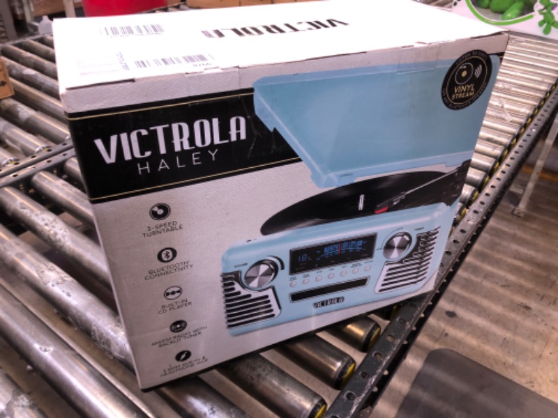 Photo 2 of Victrola 50's Retro Bluetooth Record Player & Multimedia Center with Built-in Speakers - 3-Speed Turntable, CD Player, AM/FM Radio | Wireless Music Streaming | Teal
