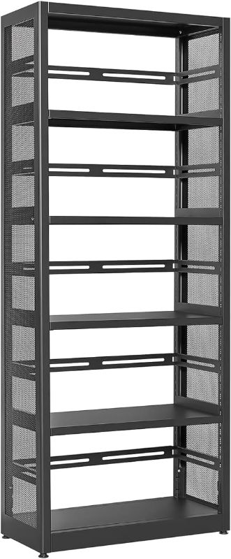 Photo 1 of 5 Tiers Bookshelf Tall Bookcase Shelf Storage Organizer Book Rack Utility Shelf Metal Shelf Adjustable Garage Shelving Organizer Rack for Kitchen Laundry Garage Bathroom Pantry Office 68" H*28"W*13"D
