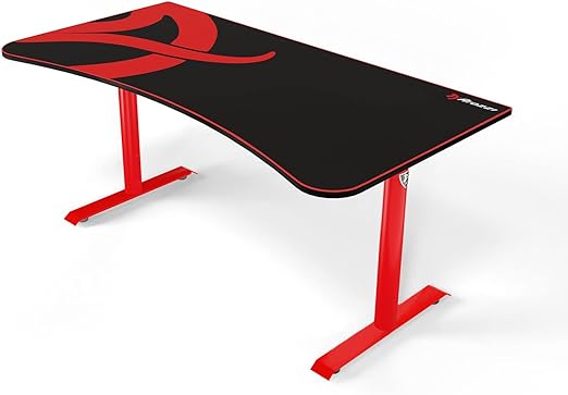 Photo 1 of Arozzi Arena Ultrawide Curved Gaming and Office Desk with Full Surface Water Resistant Desk Mat Custom Monitor Mount Cable Management Cut Outs Under The Desk Cable Management Netting - Red

