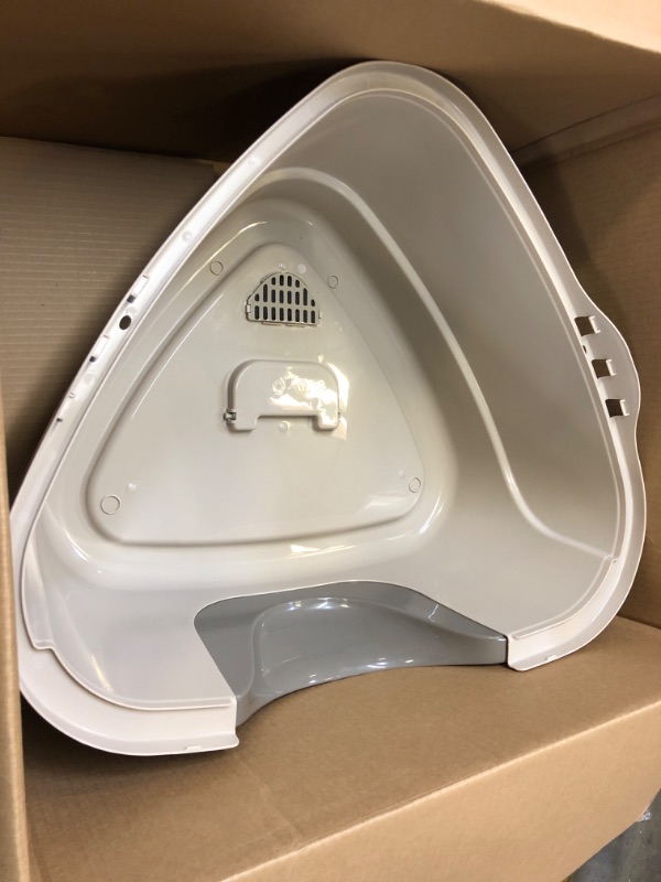 Photo 1 of Amazon Basics No-Mess Hooded Corner Cat Litter Box, Triangle, Charcoal, 26 in x 20 in x 23 in