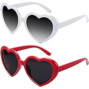 Photo 1 of knliwkm 2 Pairs Polarized Heart Shaped Sunglasses for Women Men Cute Vintage Retro Oversized Glasses Costume Accessories