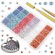 Photo 1 of 10800Pcs Flatback Half Pearls for Crafts - 6 Colors 4 Sizes Pearl Nail Gems for Makeup/Nail Art/Fashion Projects/Jewels Making/DIY Accessory/Wedding Dress