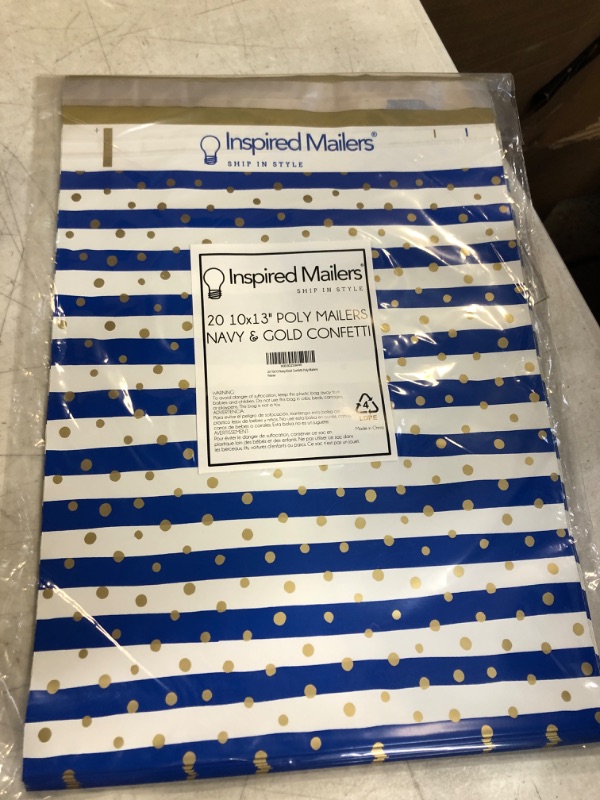 Photo 2 of 10x16 Poly Mailers Navy & Gold Confetti