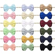 Photo 1 of Antetek Baby Girls 16 pcs Nylon Soft Newborn bows and headbands for Baby Newborn Hair Accessories gifts for Newborn infant headbandsToddlers Kids Girls