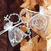 Photo 1 of 12 Pc Clear Crystal Stretch Rosary Bracelet/Baptism Favor/First Communions, Baptism, Wedding Shower, Religous Favor