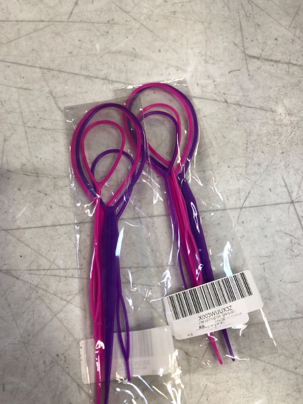 Photo 2 of 2Pack Topsy Tail Hair Tool Hair Pull Through Tool Hair Loop Styling Tool - Ponytail Maker French Braid Loop (pink+purple)