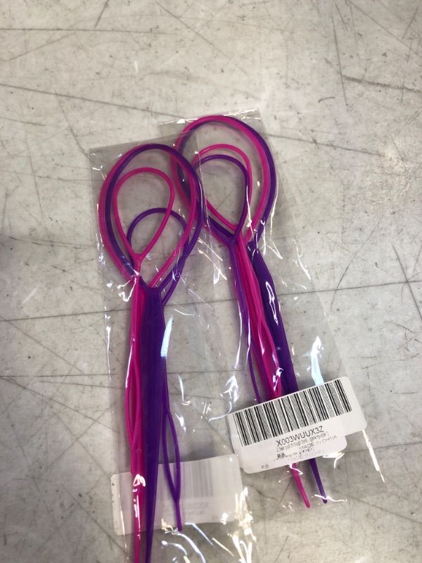 Photo 2 of 2pack Topsy Tail Hair Tool Hair Pull Through Tool Hair Loop Styling Tool - Ponytail Maker French Braid Loop (pink+purple)