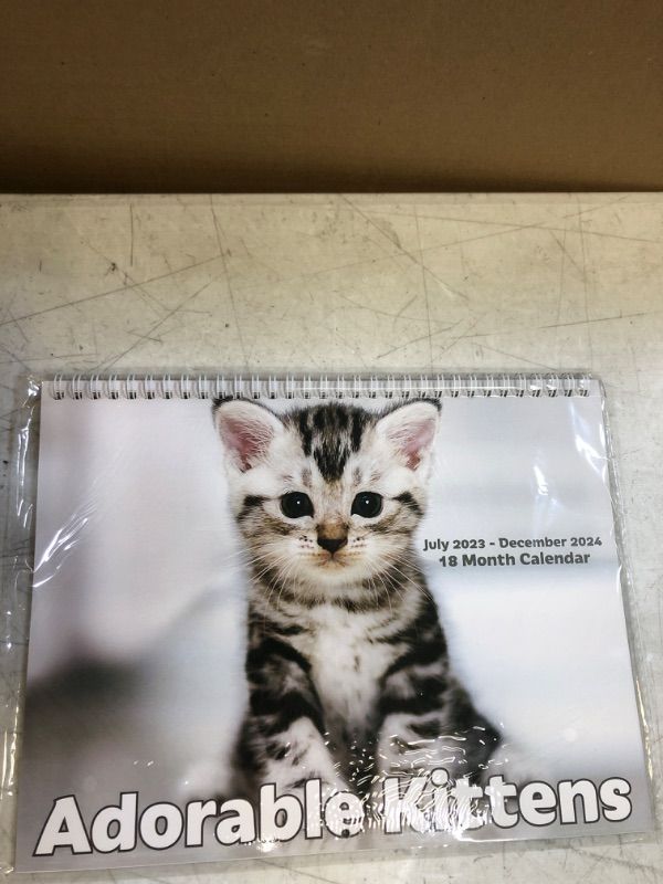 Photo 2 of EcoEarth Biodegradable 11x22 Inch (Open) 18-Month Vertical Hanging Wall Calendar, Jul 2023 - Dec 2024 Monthly Calendar, Cute Kittens