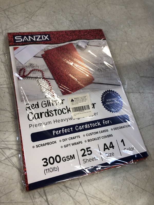 Photo 1 of SANZIX 25 Sheets Red Glitter Cardstock - 110lb. 300 GSM - 8.2 x 11.7 Inch Heavyweight Glitter Paper Cardstock for Cricut, Scrapbook, DIY Crafts, Decor, Gift Wraps, Booklet Covers, Custom Cards 8.27x11.7 Inches - 25 Sheets Red