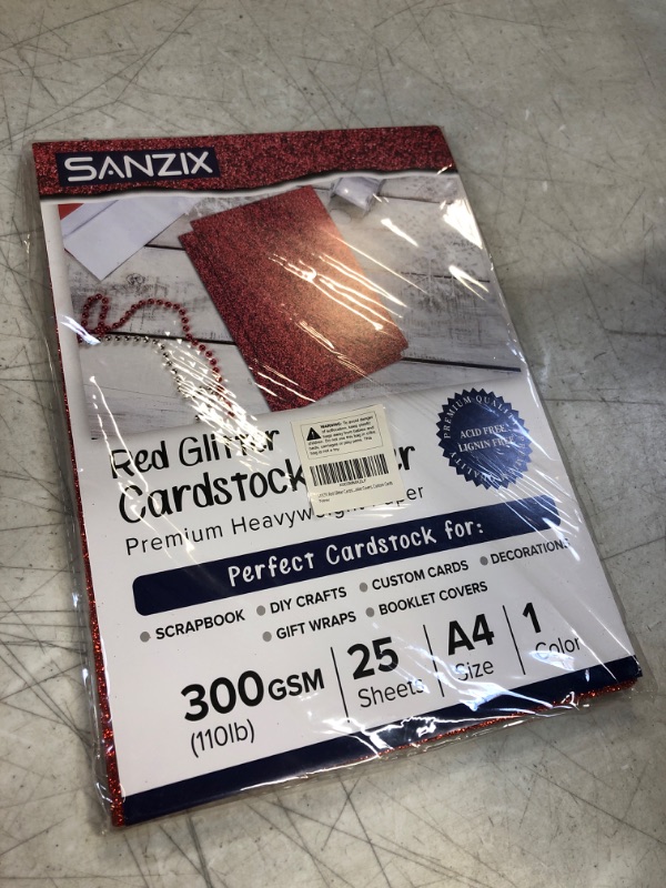 Photo 2 of SANZIX 25 Sheets Red Glitter Cardstock - 110lb. 300 GSM - 8.2 x 11.7 Inch Heavyweight Glitter Paper Cardstock for Cricut, Scrapbook, DIY Crafts, Decor, Gift Wraps, Booklet Covers, Custom Cards 8.27x11.7 Inches - 25 Sheets Red