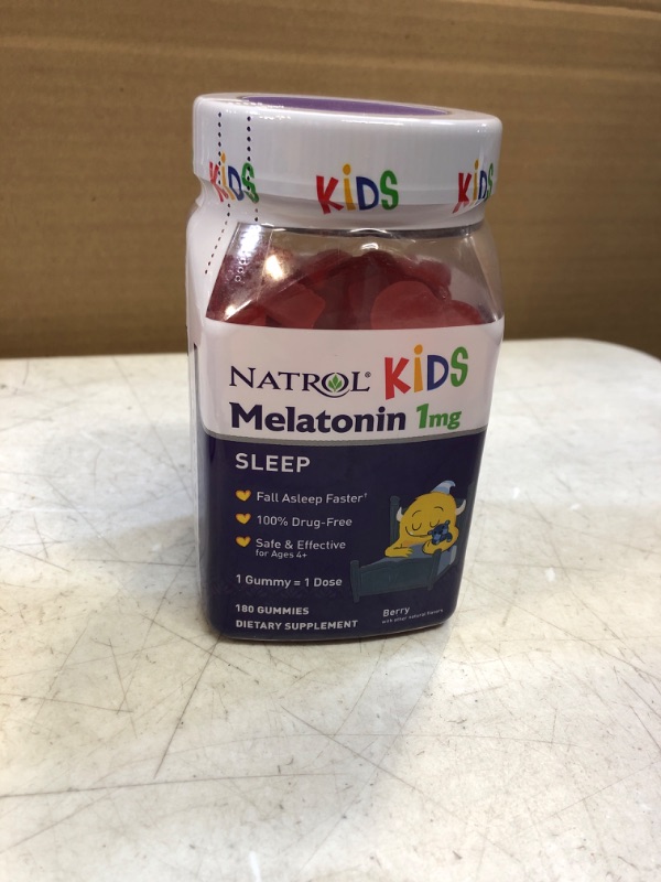 Photo 2 of exp date 04/2024--Natrol Kids Melatonin 1mg, Dietary Supplement for Restful Sleep, 180 Berry-Flavored Gummies, 180 Day Supply 180.0 Servings (Pack of 1) Melatonin