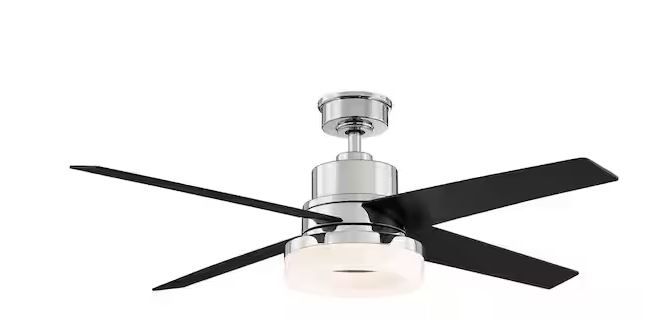 Photo 1 of Cityview 54 in. Integrated LED Indoor Polished Nickel Ceiling Fan with Light and Remote Control
