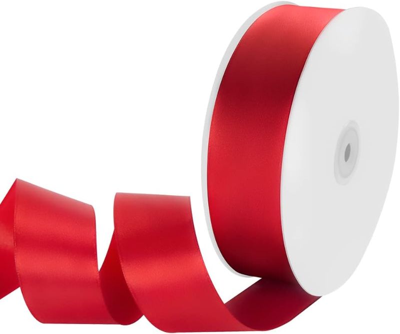 Photo 1 of Isaspire 1-1/2" Width x 100 Yards Satin Ribbon, Red Ribbon Perfect for DIY Craft, Bows, Gift Wrapping, Flower Bouquet, Valentine's Day, Christmas...
