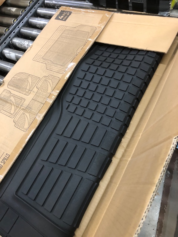 Photo 2 of Motor Trend FlexTough Advanced Black Rubber Car Floor Mats with Cargo Liner Full Set - Front & Rear Combo Trim to Fit Floor Mats for Cars Truck Van SUV, All Weather Automotive Floor Liners