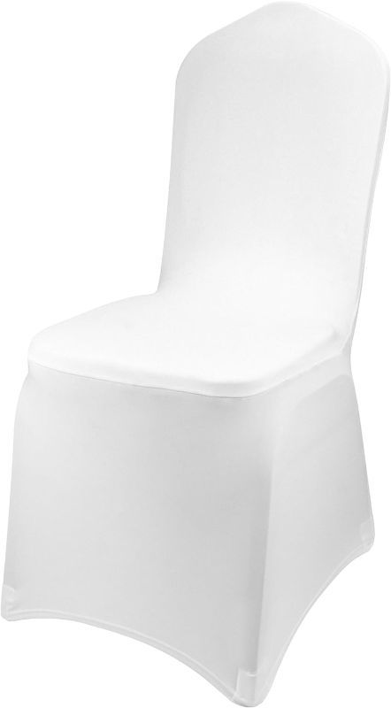 Photo 1 of 3-----Stretch Spandex Chair Cover White Polyester Chair Slipcovers Dining Living Room Universal Fitted Chair Slipcovers Protector for Wedding Party